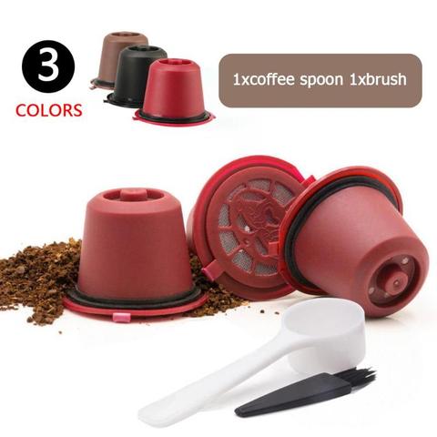 1/3Pcs Reusable Refillable for Nespresso Coffee Capsule With 1PC Plastic Spoon Filter Pod For Original Line Filters ► Photo 1/6