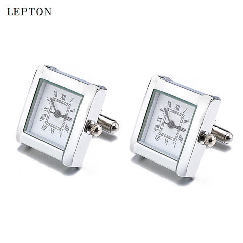 Lepton Functional Watch Cufflinks For Men Square Real Clock Cuff links With Battery Digital Mens Watch Cufflink Relojes gemelos ► Photo 1/6