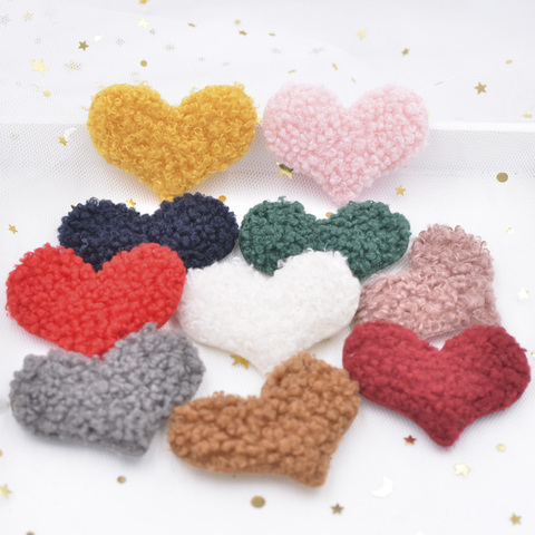 10Pcs Puffy Soft Teddy Plush Padded Patches Heart Appliques for DIY Clothes, Crafts, Hat, Bag, Woolen Gloves, Socks Ornament S98 ► Photo 1/4