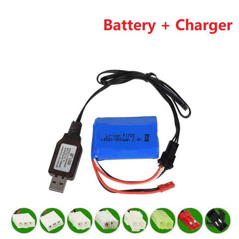 14500 500mah 6.4v Li-ion Battery for Wltoys 18401/18402 Remote Control Off-road Vehicle 6.4v Charger for RC toys Car Boat Turcks ► Photo 1/3