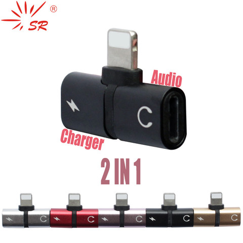 SR 2 in 1 Connector Splitter Charger Audio Headphone OTG Adapter Portable For iPhone 7 8 X XR XS For Jack to Earphone AUX Cable ► Photo 1/4