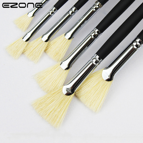 EZONE Paint Brush For Oil Watercolor Painting Fishtail Fan Shape Bristle Hair Brush For Gouache Acrylic Drawing School Art Tools ► Photo 1/6
