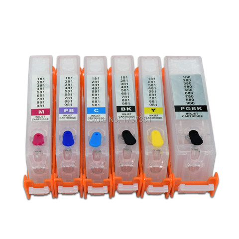 Refill Ink Cartridge without Chip for Canon PGI 280 380 480 580 680 780 980 TS8140 TS8120 TS8530 TS8540 TS ► Photo 1/6