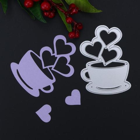 Love Heart Coffee Cup Cutting Die DIY Metal Scrapbooking Craft Embossing Cutting Die Stencil Paper Card Maker Template Cut Dies ► Photo 1/6