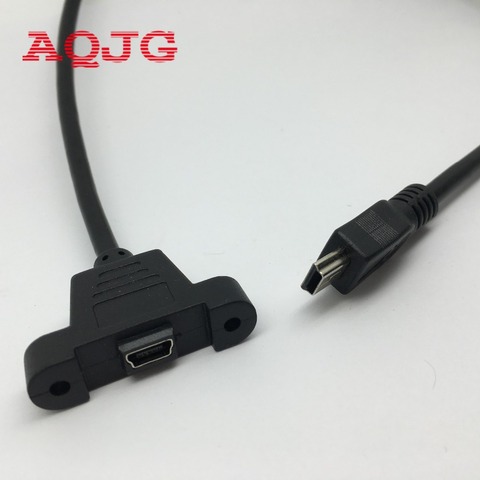 0.3M/0.5M Screw Lock Panel Mount Mini USB 2.0 Male to Female M/F Extension Data Sync Power Charge Cable Screws Shielding AQJG ► Photo 1/5