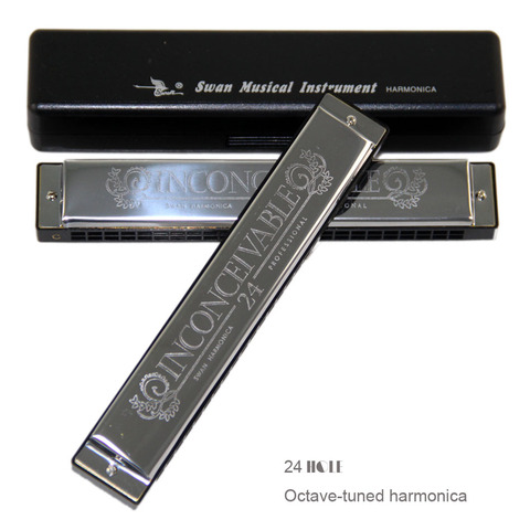 New 2022 Upgraded version Swan 24 Holes Octave-tuned harmonica,metal harmonica  Key of C with Case ► Photo 1/2