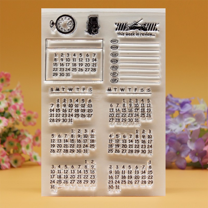  Clear Stamps for Crafts,Calendar Planner Week Month Clear Stamp  Transparent Silicone Stamp Photo Album Decoration Seal Stamp Style 1 :  Arts, Crafts & Sewing