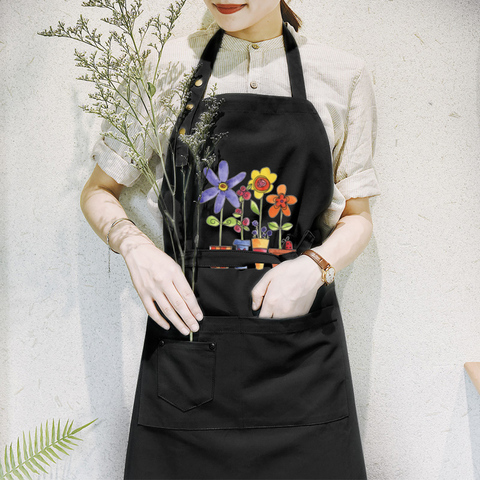 Creative apron tea shop cotton manicure overalls female waterproof kitchen florist apron ► Photo 1/6