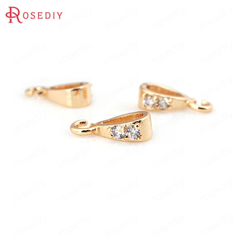 4PCS 5x10MM 24K Champagne Gold Color Plated Brass with Zircon Charms Connector High Quality Diy Jewelry Accessories ► Photo 1/6