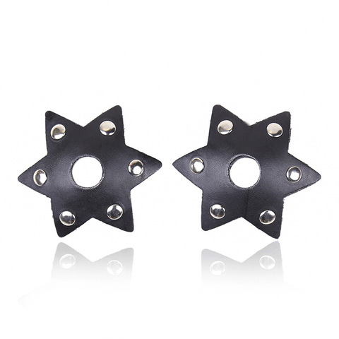 Hollow Breast Stickers Flirty Fetish Nipple Covers Sexy PU Leather Pasties Hexagram Shaped Nipple Cover Temptation ► Photo 1/6