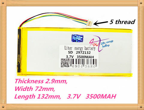 5 thread 2972132 3.7V 3500MAH lithium polymer battery 3500 mah and 9 inches tablet batteries large volume thin  ► Photo 1/1