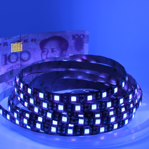 UV Led Strip light 5050 SMD 60leds/m 395-405nm Ultraviolet Ray LED Diode Ribbon Purple Flexible Tape lamp for DJ Fluorescence ► Photo 1/6