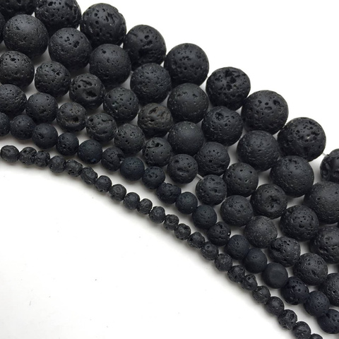 Natural Stone Beads DIY Black Volcanic Lava Beads Lava Stone Beads Round Volcanic-Stone Wholesale for Jewelry Making 4-14mm ► Photo 1/4