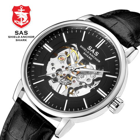 New Punk Luxury Business Mechanical Watch Men's Fashion Skeleton Watch Leather hombre Watches Luminous Masculino Relogio ► Photo 1/6