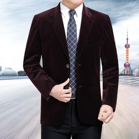 New middle-aged men's business casual suit high-end corduroy suit jacket spring and autumn solid color blazer coat mens blazers ► Photo 1/5