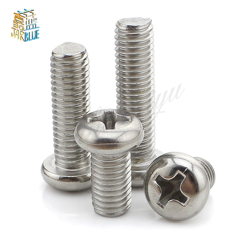 100pcs m3 screws m3*4/5/6/8/10/12/14/16/20/25/30 stainless steel phillips round pan head machine screw ► Photo 1/1