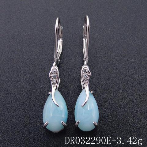 Real Natural Larimar Earring Fine Jewelry Dangle Earring 925 Sterling Silver Jewelry Drop Earrings for Women Earring ► Photo 1/6