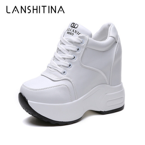 Women's Ankle Boots 2022 Autumn PU Leather Shoes Woman Platform Height Increased Sneakers 10 CM Thick Sole Wedges White Boots ► Photo 1/6