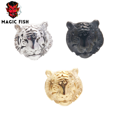 Tiger head charm beads DIY bracelet necklace 1pcs gold steel accessories for jewelry making 14mm Stainless Steel Wholesale lots ► Photo 1/6
