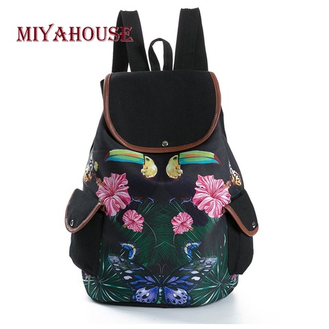 Miyahouse Vintage Butterfly Leaves Print Backpacks Female Canvas Travel Rucksacks For Girls Shoulder School Bags Floral Printed ► Photo 1/1