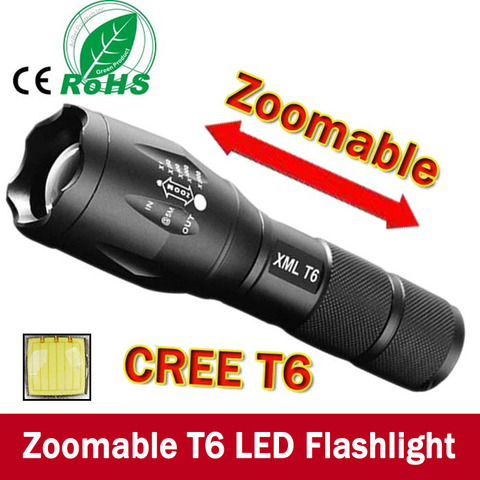 E17 XM-L T6 3800Lumens led Torch Zoomable LED Flashlight Torch light For 3xAAA or 1x18650 Free shipping ► Photo 1/6