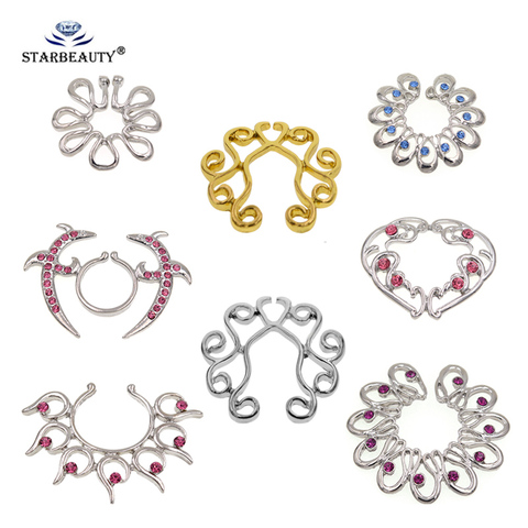 1 Pair Ajustble size Fake Piercing Sexy Stainless Steel Nipple Ring Nipple Shield Piercing Jewelry Sexy Body Jewelry For Women ► Photo 1/6