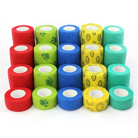 12pcs 2.5-15cm Self-adhesive Bandage Pet Elastic Cohesive Bandage Muscle Tape Medical Therapy Finger Joints Wrap First Aid Kit ► Photo 1/6