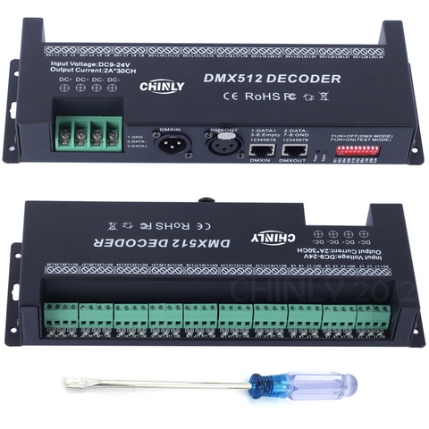 DMX 512 Decoder 30 Channels DMX RGB Controller Decorated LED Strip Lighting  Dimmer Hot Selling DC 9V- 24 V Drivers Controllers ► Photo 1/6