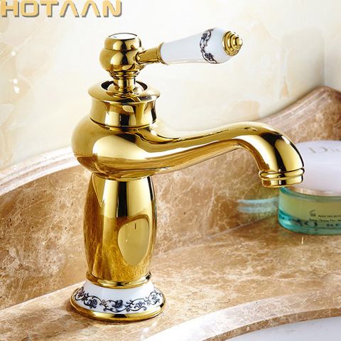 Luxury Basin Faucet Modern Faucet Bathroom Faucet Gold Finish Hot & Cold Brass Basin Sink Faucet Single Handle with Ceramic Taps ► Photo 1/6