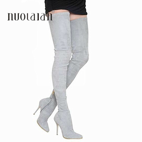 2022 Brand Autumn Winter Women Boots Long Stretch Slim Thigh High Boots Fashion Over the Knee Boots High Heels Shoes Woman ► Photo 1/6