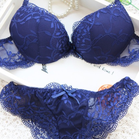 Women Lady Cute Sexy Underwear Satin Lace Embroidery Bra Sets With Panties Lady ► Photo 1/6