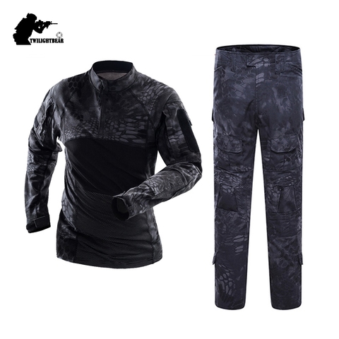 Military Mens Camouflage Tactical Suits Long Sleeve Brand Cotton Breathable Combat Frog Set Men Training Clothing 3XL AF112B ► Photo 1/1