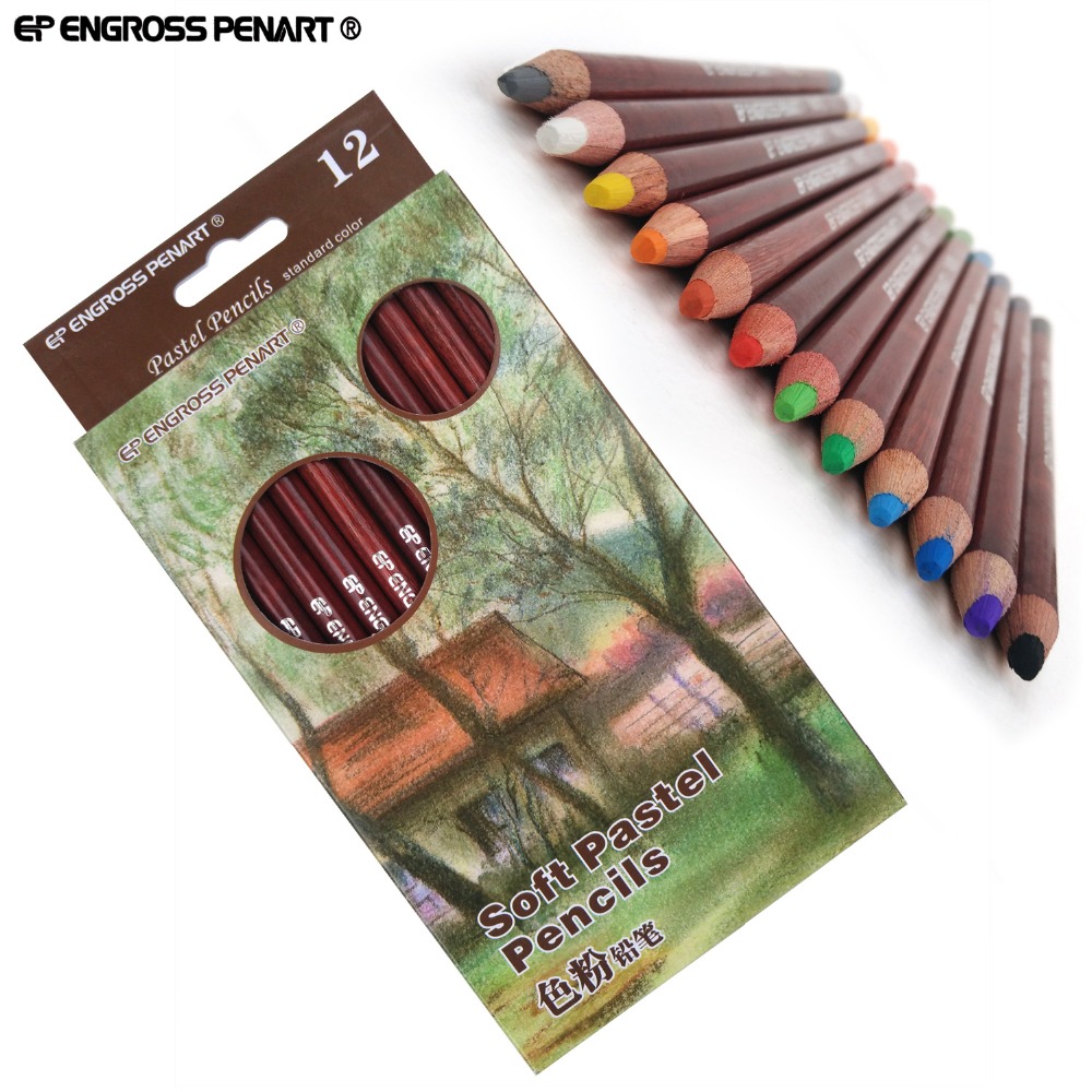 12 Pcs/box Soft Pastel Pencils Artist Charcoal Pencil Non Toxic Wooden  Pencil Sk