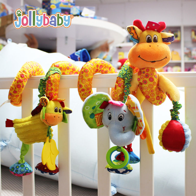 Newborn Baby Animals Spiral Rattle Infant Bed Stroller Crib Plush Doll Bell Toy 