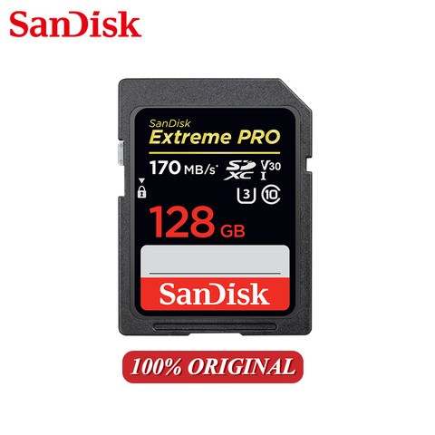 100% Original SanDisk Extreme PRO SD Card 128GB 64GB 32GB Class 10 SDXC SDHC Memory Card 170MB/s for SLR Camera ► Photo 1/6