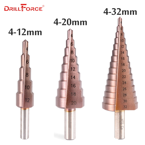 Metal Drill 4-12/20/32mm Step Drill Bit HSSCO High Speed Steel Cone Cobalt Drill Bits Tool Set Hole Cutter For Stainless Steel ► Photo 1/6