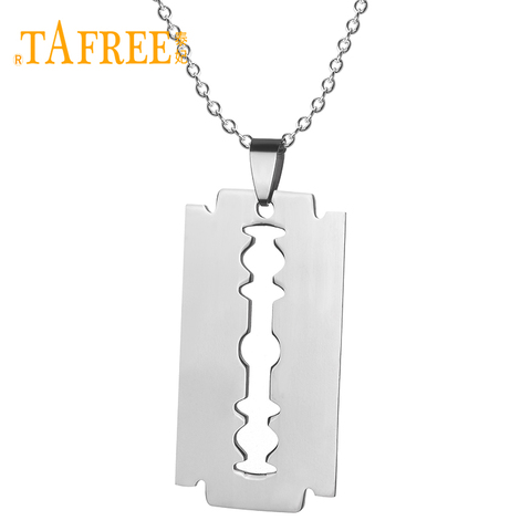 TAFREE No Fade Stainless Steel Razor Blades Pendant Necklaces Men Jewelry Shaver Shape Necklaces & Pendant With Link Chain SS005 ► Photo 1/6