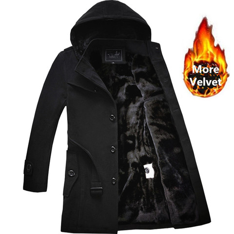 2022 Winter Trench Coat Men Fashion Long Overcoat Male Hot Sale Woollen ootwear Thick Men's Clothing Size 4XL Wool Jackets ► Photo 1/6