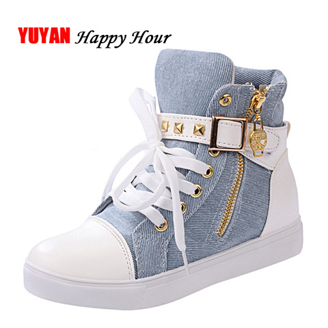 2022 Spring Women Shoes Sneakers Women Canvas Shoes Ladies High top Sneakers Womens Flats Black Blue Leopard Shoes A667 ► Photo 1/6