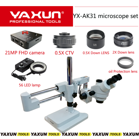 21MP Full HD 1080P 60FPS HDMI  Industry Digital  Camera Mobile phone repair 3.5X-90X YAXUN AK31 Stereoscopic Microscope set ► Photo 1/1