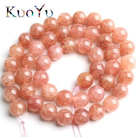 Sunstone Beads Round Loose Spacer Beads Natural Stone 15''Strand 4/6/8/10/12mm Angelite Stone For Jewelry Making DIY Bracelets ► Photo 1/5