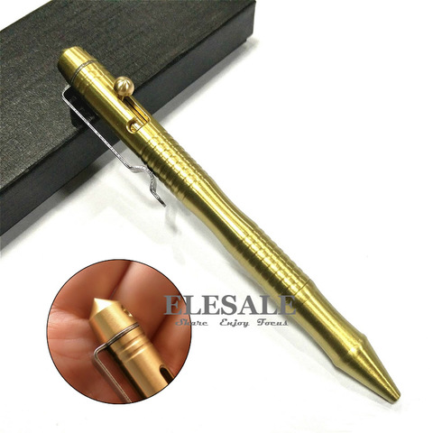 High Quality Brass Self-Defense Tactical Pen Bolt Switch Ball Point Writing Pen For Outdoor Camp EDC Tool Gift Box ► Photo 1/1