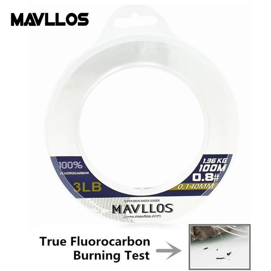 Mavllos 50M 100M 100% Super Strong True Fluorocarbon Fishing Line