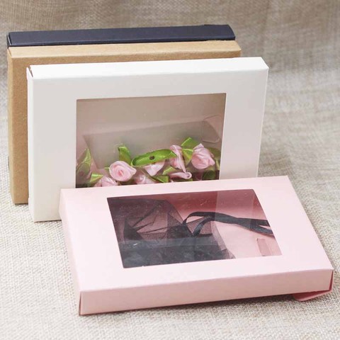 Deluxe multi color paper gift package& display box with clear pvc window candy favors arts&krafts display package box 10pcs ► Photo 1/6