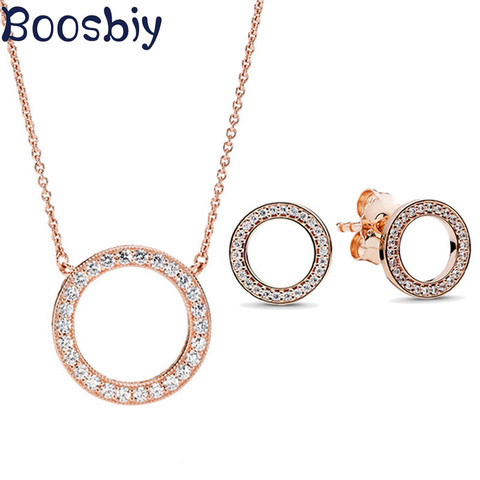 Boosbiy High Quality Jewelry Sets for Women Round Cubic Zircon Brand Necklace/Earrings Jewelry Sets Wholesale Valentine Gift ► Photo 1/6