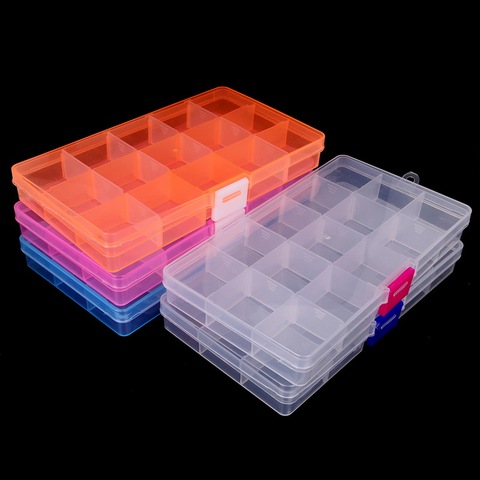 15 Slot Plastic Adjustable Transparent Jewelry Ring Earrings Box Case Portable Organizer Storage Box Jewelry Package ► Photo 1/6