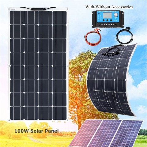 Xinpuguang 100 W flexible solar panel kit 12v 100 watt 120w 200w for Home Yacht  RV Caravan Cabin Boat and 12v Battery Charger ► Photo 1/6