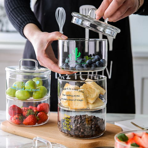 Heat-Resistant Stackable Glass Storage Jars Food Airtight