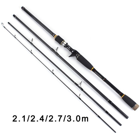 TOMA  2.1m 2.4m 2.7m 3.0m 100% Carbon Fiber Rod Spinning Fishing Rods Casting Travel Rod 4 Sections Fast Action Fishing Lure Rod ► Photo 1/6