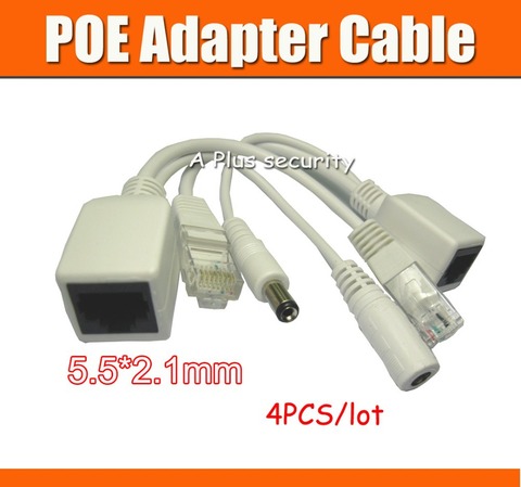 5.5*2.1mm POE Adapter Cable, 4pcs/lot Passive POE Cable POE Splitter Injector Kit For IP cameras ► Photo 1/1
